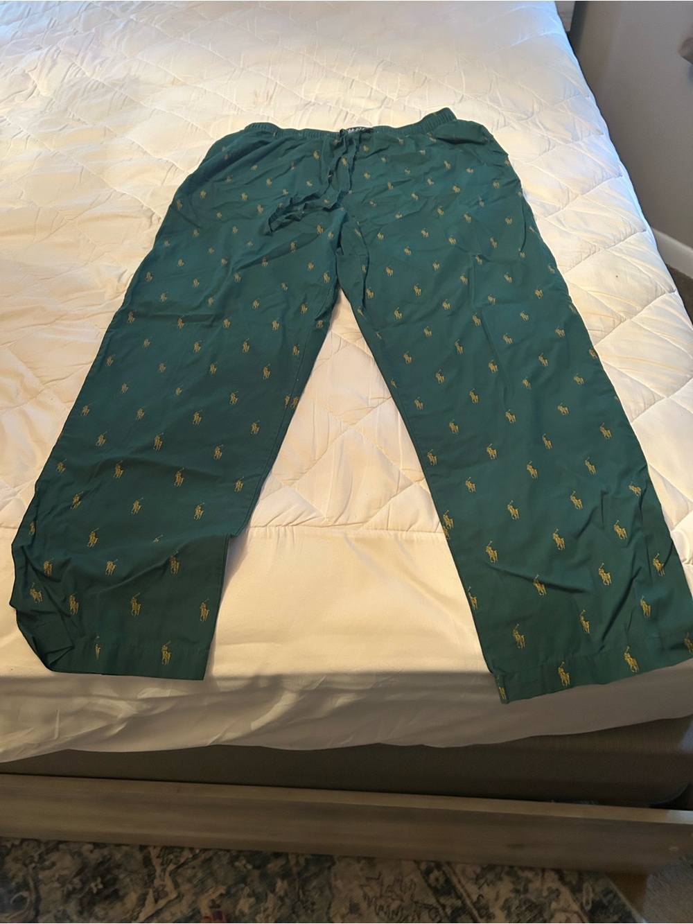 Polo by Ralph Lauren Green Lounge Pants with Gold Pony Print